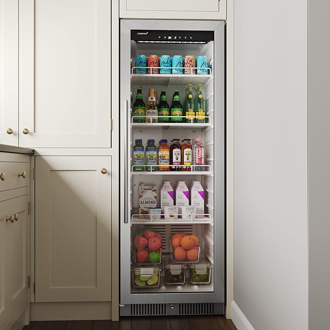 EdgeStar VBM101 22 Inch Wide 10.1 Cu. Ft. Commercial Beverage Merchandiser With Temperature Alarm and Reversible Door - Stainless Steel