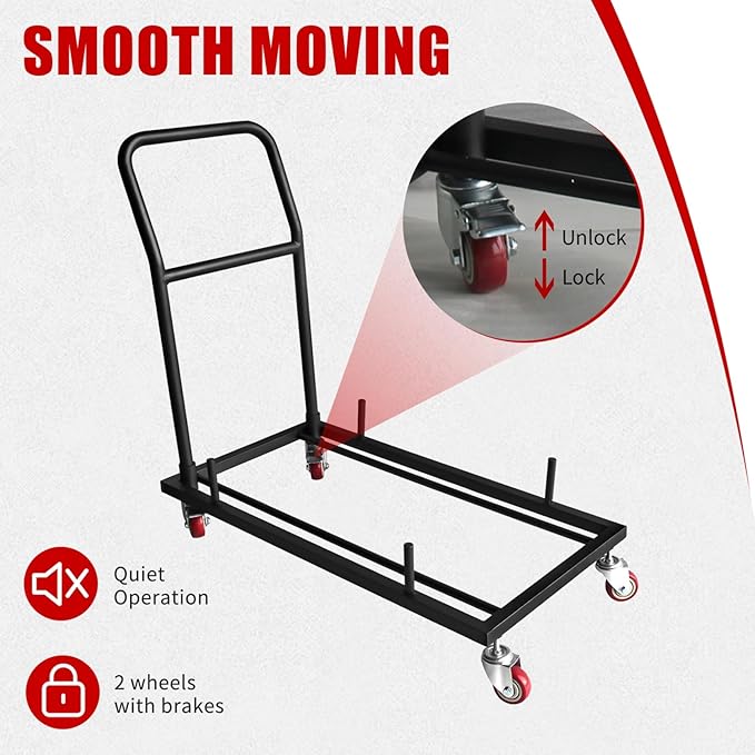 Folding Chair Dollies,Steel Folding Chair Storage Cart,L-Shaped Chair Rack Trolley for Commercial,Home Kitchen,Flat Stacking Plastic Resin