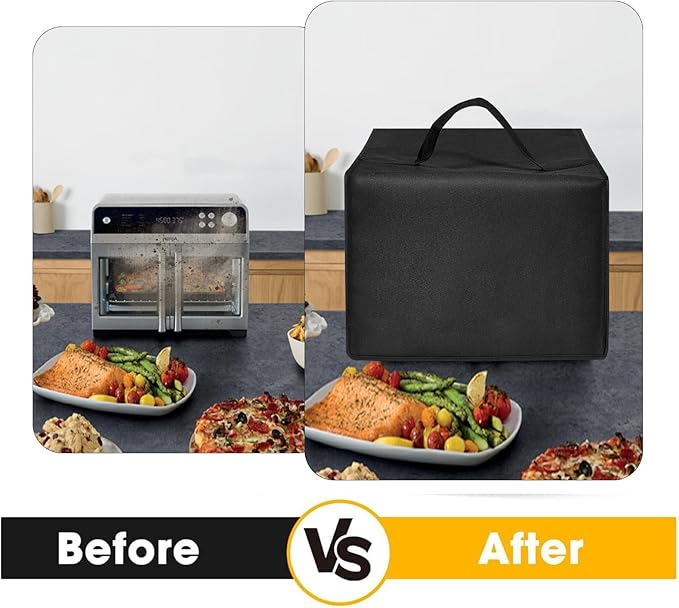 Air Fryer Toaster Oven Dust Cover Compatible with Ninja French Door Premier Air Fryer FO101,Heat-Resistant Waterproof Dust-proof Nylon Cover Case Protections for Convection Toaster Oven (Black)