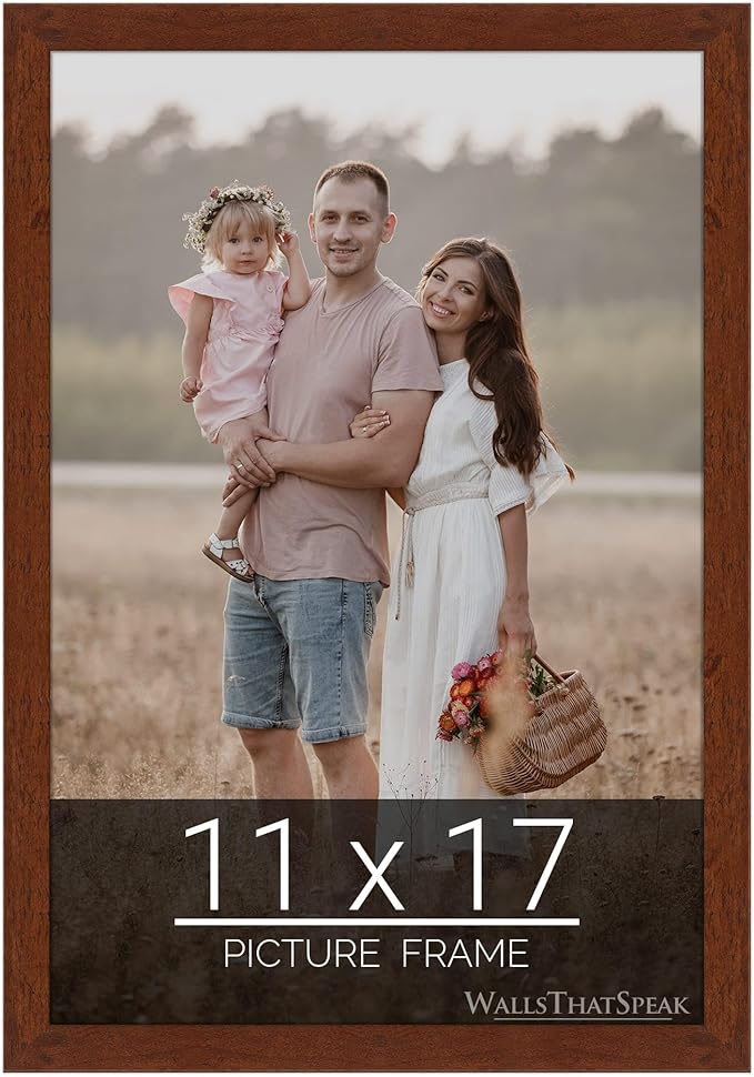 wallsthatspeak 11x17 Dark Walnut Rustic Pine Picture Frame for Puzzles Posters Photos or Artwork