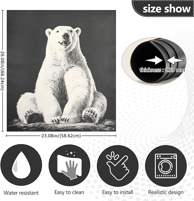 Dishwasher Magnet Cover, Polar Bear Magnet Sticker Fridge Panel Decal for Home Kitchen Decor, 23x26in