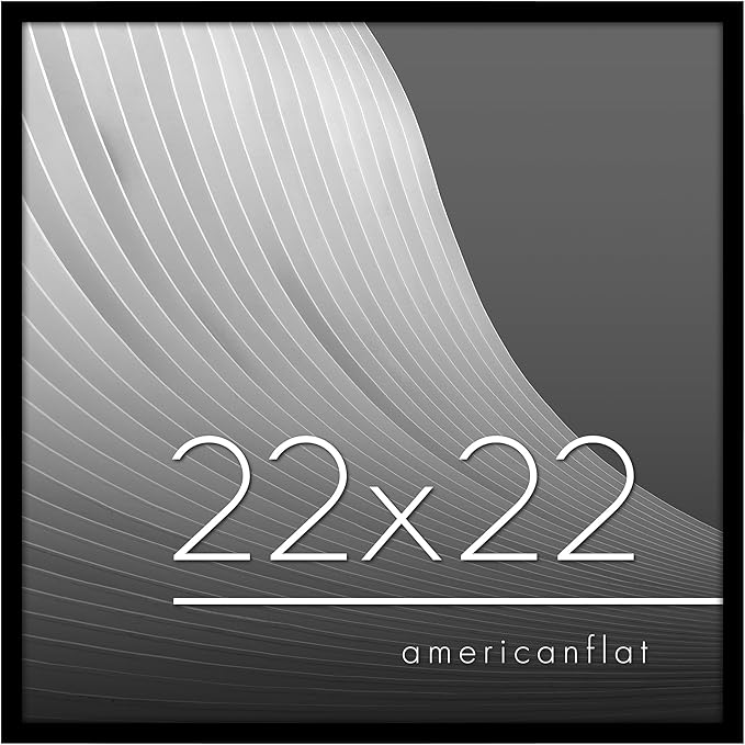 Americanflat 22x22 Picture Frame with Polished Plexiglass - Streamline Collection - Thin Border Square Frame for Wall Display - Hanging Hardware Included - Black