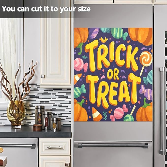 Halloween Candy Pumpkin Darkblue Dishwasher Magnet Cover for Front Panel Magnetic Dishwasher Cover Decorative Refrigerator Magnet Covers Dishwashers Magnetic Sticker for Home Kitchen, 23" x 26"
