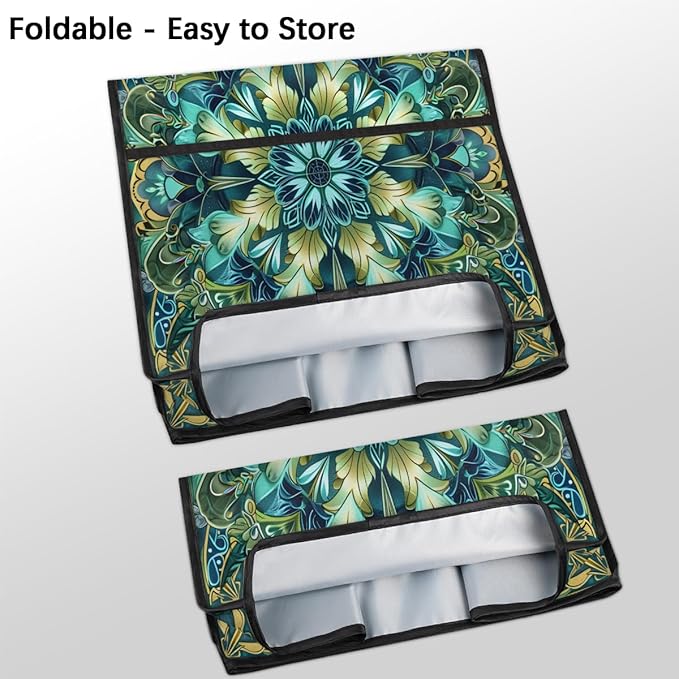 Kitchen Aid Mixer Cover Turquoise Mandala Flower Stand Mixer Cover Compatible with 6-8 Quarts Stand Mixers, Dust Covers with Zipper Pocket Foldable Washable Kitchen Aid Organizer Bag