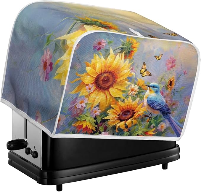 Hummingbird Sunflower Butterfly Print Toaster Cover 4 Slice Waterproof Toaster Dust Cover Appliance Dust-proof Protector