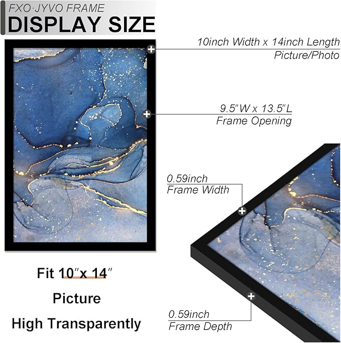 10x14 Picture Frame Set of 6, Black Frame for 10 x 14 Inch Picture Poster Photo, Light Weight and High Transparent 10 by 14 Frame for Wall - 6 Pack/Black/10 x14