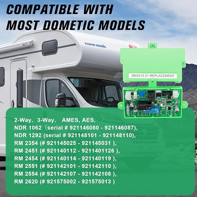 Julydeep 3850415.01 Refrigerator Fridge Main Power Control Circuit Board Module Board fit for 2005-2022 Dometic 2 Or 3 Way RV Parts Built-in Fuse Replace 3850415, 385041501, 3850415.01, 385 04 15-01