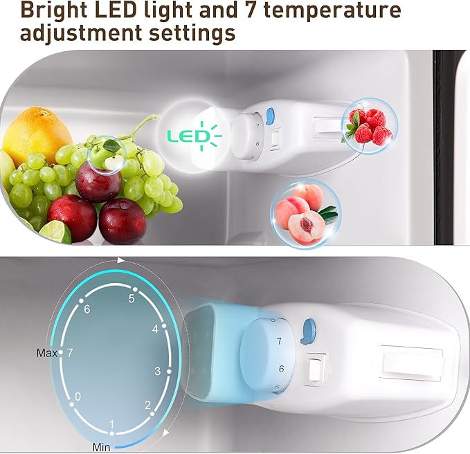Mini Fridge with Freezer, 3.2 Cu. Ft. Apartment Size Refrigerator with Freezer, Dorm Fridges with Freezer Adjustable Thermostat, Small Refrigerator for Apartment, Office, Kitchen, Dorm, Black