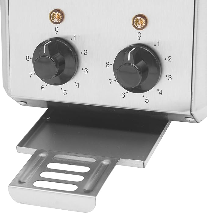2 Slice Electric Sandwich Toaster, 600W per Slot for Energy Efficiency with SUS 304 Tongs, 8 Minutes Timer, Removable Crumb Tray, For Home and Commercial Use.