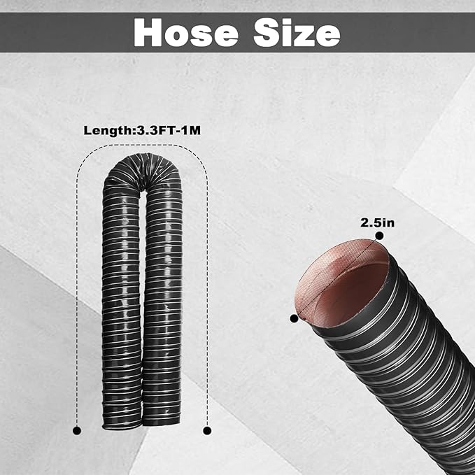 NOWBALL 2.5in Automotive Air Duct Hose, Length 1 Meter-3.3ft, 2.5" Silicone Flexible Cooling Ducting, 63mm High Heat Brake Exhaust Hose for Car, Garage, Dryer Air System Black