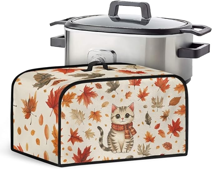Cute Kitten Cooker Bag Daisy Slow Cooker Cover 6-8 Qt Small Appliance Dust Cover Measuring 17" x 10.8" x 9.8" Crock Pot Slow Cookers Cover Kitchen Tool Decoration Portable