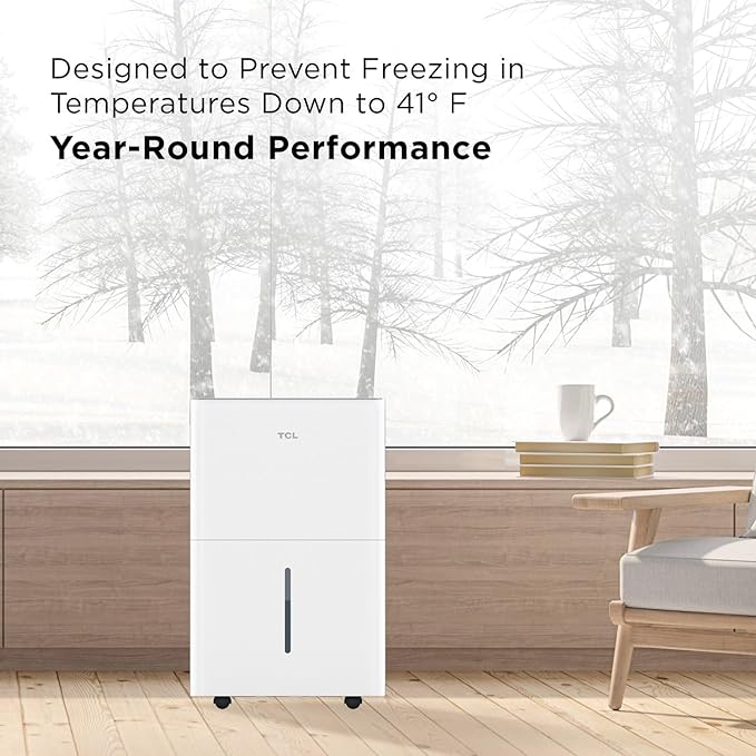TCL 4500 Sq. Ft. Smart Dehumidifier with Pump, Energy Star, 50 Pints Per Day, Ideal for Whole House, Including Basements, Bedrooms, & Bathrooms, Works with Alexa/Google Assistant
