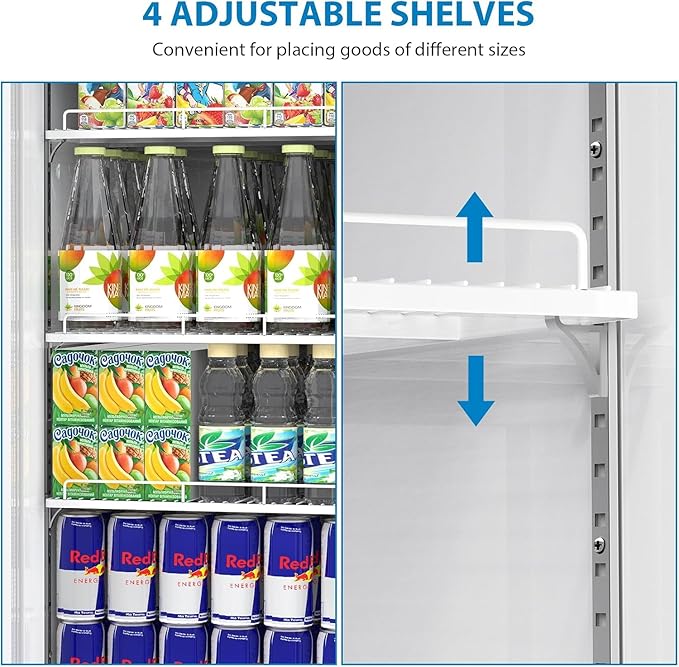 Commercial Display Refrigerator with Single Glass Door, 11.3 Cu.Ft Upright Beverage Cooler with Adjustable Shelves, Soft LED Lighting, Merchandiser Fridge for Home, Restaurant, and Garage, Black