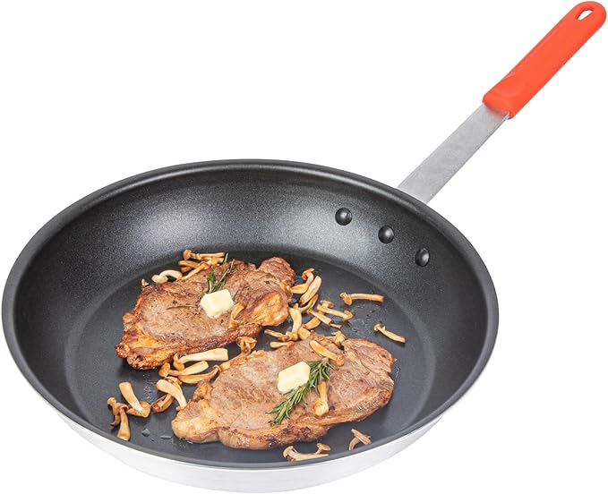 Restaurantware Silicone Hot Handle Holder - Met Lux Heat Resistant Fry Pan Sleeve, Dishwasher Safe - Non-Slip Pat Holder Sleeve Fits 10 inch &12 inch Aluminum Pans, Red