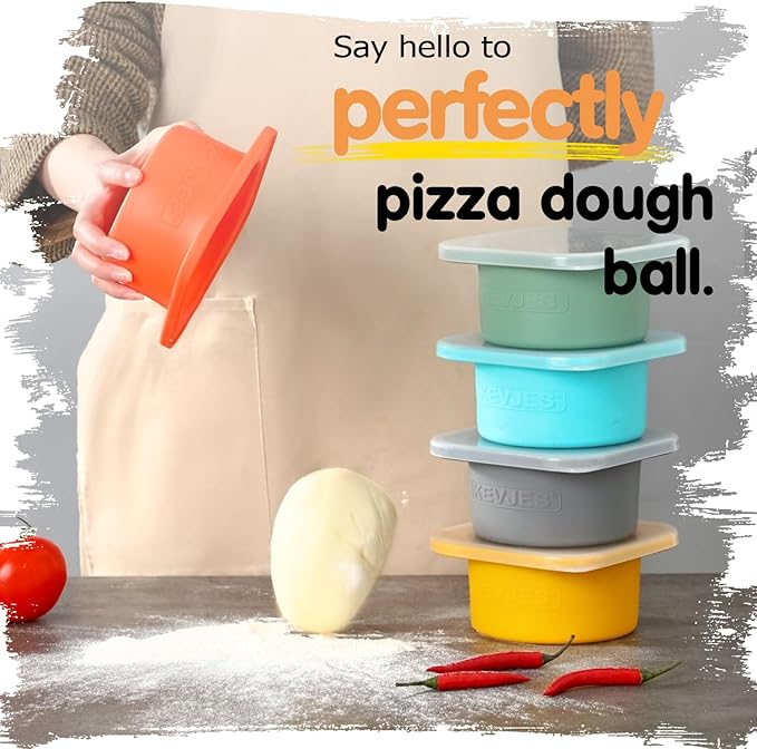 1000ml PLUS Individual Pizza Sourdough Proofing Containers with Air-tight Lids for DIY family Artisan Pizza,Bread,Bagel-Food Grade Silicone -Freezer, Fridge, Dishwasher Safe-2 Pack (Blue)