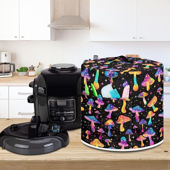 Colorful Mushrooms Dust Cover Instant Pot Heavy Duty Waterproof Dust Pressure Cooker Cover Case for Instant Pot Pressure Cooker Instant Pot Appliance Covers Pressure Cooker Size S