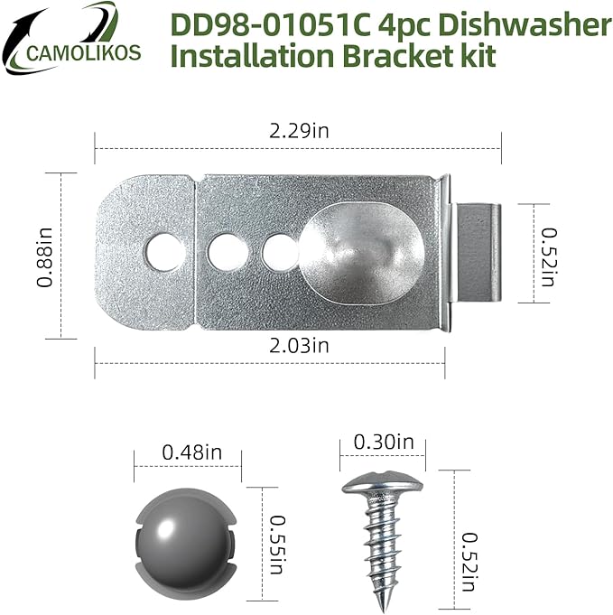 4pc DD98-01051C Dishwasher Installation Bracket kit Compatible with Samsung