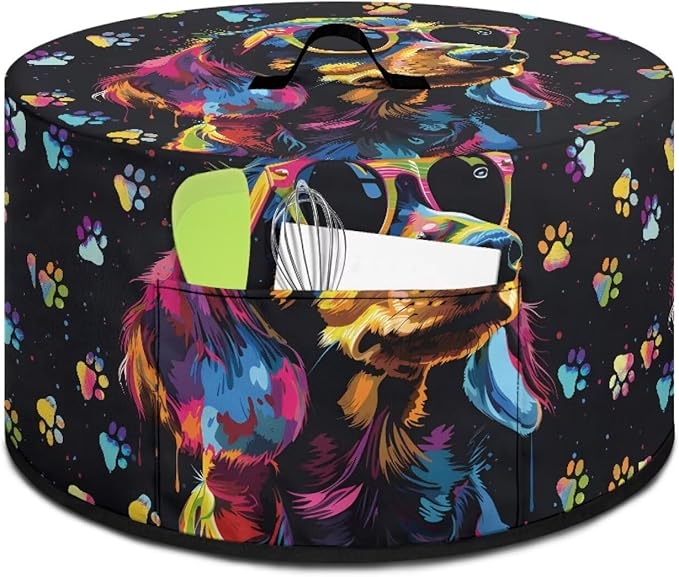Dachshund Dog Paw Print Slow Cooker Dust Cover with Storage Pocket and Handle Easy to Use Kitchen Appliances Accessory Rice Cooker Cover Fit Most 6/7/8 Quart Air Fryer
