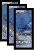 5x11 Picture Frame Set of 3, Black Frame for 5 x 11 Inch Picture Poster Photo, Light Weight and High Transparent 5 by 11 Frame for Wall - 3 Pack/Black/5"x11"