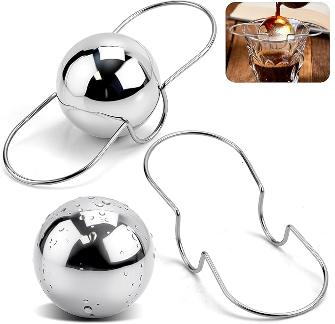 2 Pack XL Espresso Frozen Ball for Espresso Coffee, Stainless Steel Espresso Chilling Ball Espresso Cooler Espresso Machine Accessories