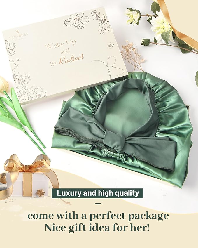 YANIBEST Long Bonnet Satin Bonnet for Sleeping Braid Bonnet with Tie Band Silk Sleep Bonnet for Women Locs