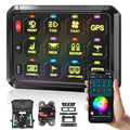 RGB 12 Gang Switch Panel,12-24V Bluetooth APP 230FT 433M Long Range, Auxiliary Backlit Off Toggle Flash Multifunction Toggle Switch Momentary Circuit Control Relay System Box Universal for Car