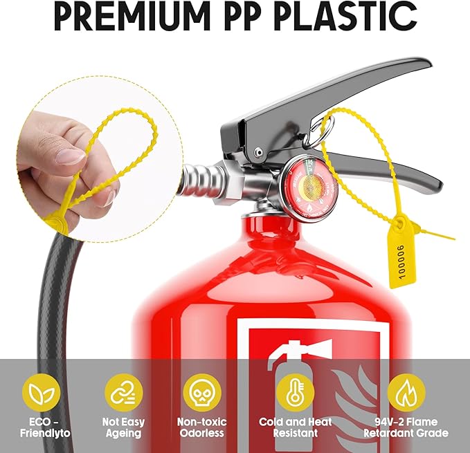 1000 Pcs Plastic Tamper Seals Fire Extinguisher Tags Security Tags Seals Safety Numbered Zip Ties Labels Safety Disposable Self Locking Signage 250 mm Length (Yellow)