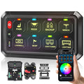 RGB 8 Gang Switch Panel,12-24V Bluetooth APP 230FT 433MHZ Long Range, Auxiliary Backlit Off Toggle Flash Multifunction Toggle Switch Momentary Circuit Control Relay System Box Universal for Car