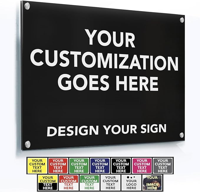 Custom Outdoor Metal & Aluminum Signs, Personalized Business Safety Signs, Waterproof White Aluminum (Black, 24x18 In)