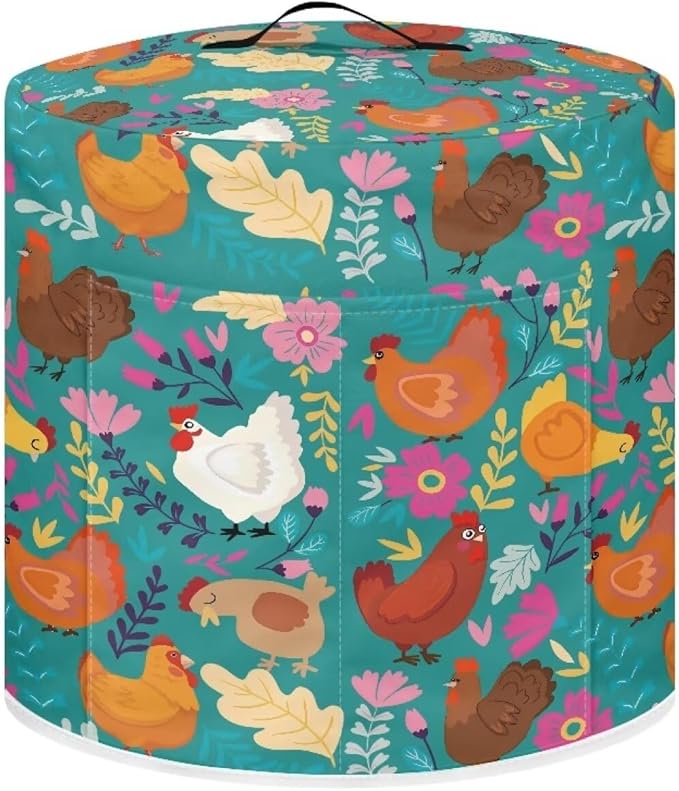 Flashideas Cartoon Chicken Dust Cover with Pocket for Instant Pot, Rice Cooker and Air Fryer, Round Pressure Cover Dust-Proof Stain Resistant Electric Appliance Cover Easy to Clean