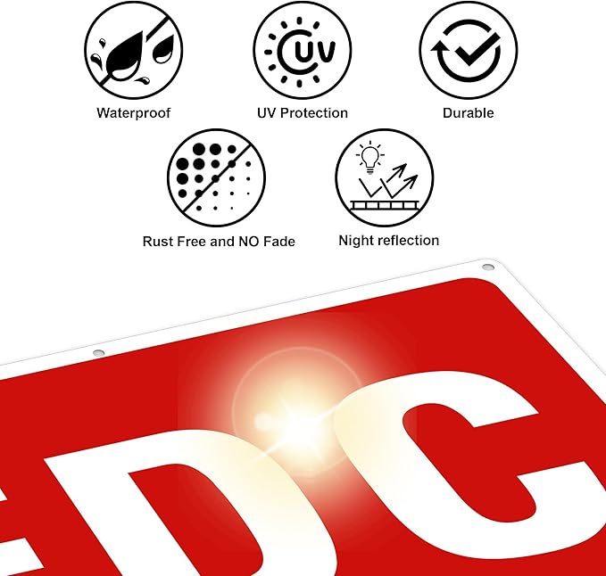 FDC Sign, 2 Pack FDC Sign Outdoor Aluminum Metal Sign, FDC Signs for Fire Department Connection, UV Protected Weather Resistant and Easy to Install (Size: 10x7 inches)