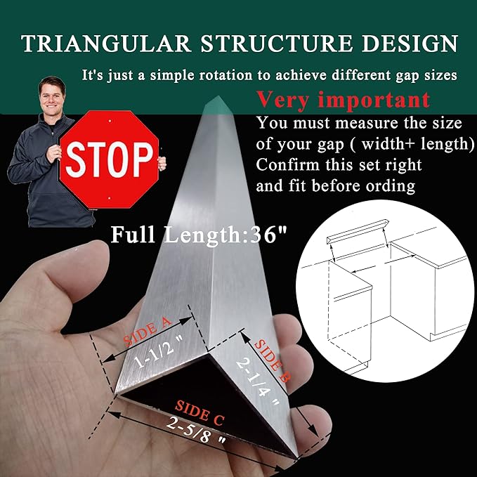 36" Slide In Range or Stove Rear Filler Trim Kit, Universal Fill Strip for Gap Between Slide-In Stove Range and Wall, W10113901A Compatible with Whirlpool and Most Brand, Durable Aluminum, Sliver