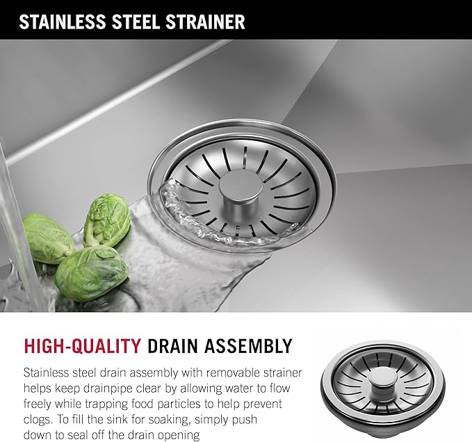 DELTA FAUCET Delta Lenta 23-inch Undermount 16 Gauge Stainless Steel Single Bowl Kitchen Sink with Accessories, 953034-23S-SS, Satin