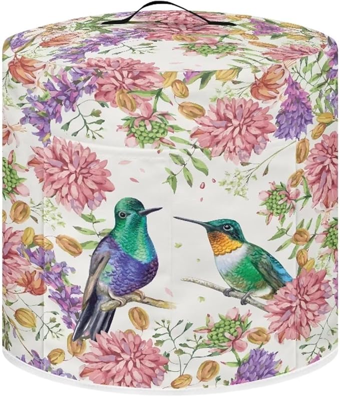 TODIYADDU Hummingbird Flower Electric Pressure Cooker Cover Round Protective Cover Bag with Pocket and Handle for Instant Pot or Rice Cooker Kitchen Small Appliance Dust Covers Nice Holiday Gifts