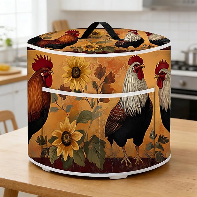 Rice Cooker Cover, Dust Cover for Kitchen Appliances with Handle and Storage Pocket, Easy to Clean Kitchen Decor Gift, Fits 3-6-8 Quart Instant Pot, Slow Cooker and Air Fryer
