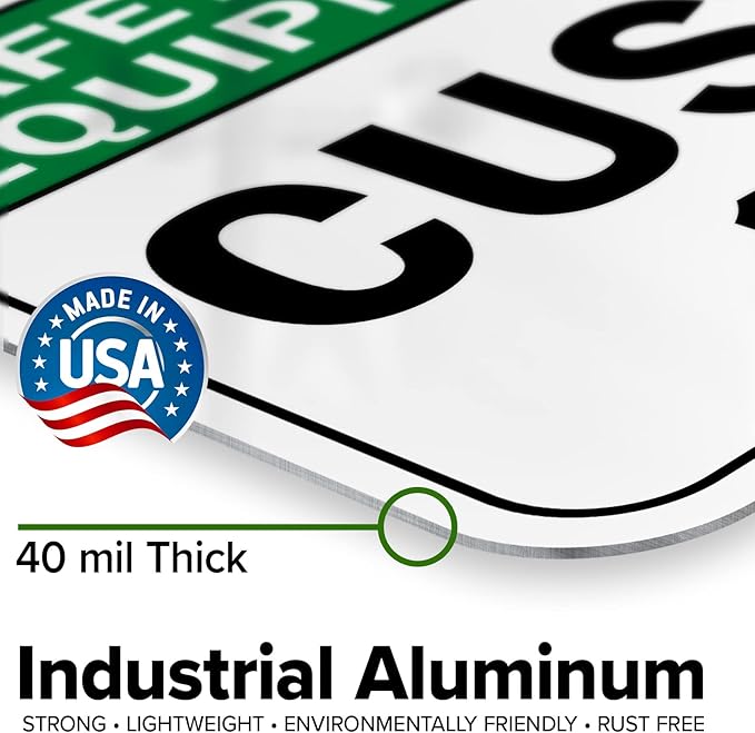 Custom Safety Equipment Sign, Ansi Sign, Osha Compliant, 12x16 Inches, Post Holes, Rust Free .040 Aluminum, Fade Resistant, Indoor/Outdoor Use, Made in USA by My Sign Center