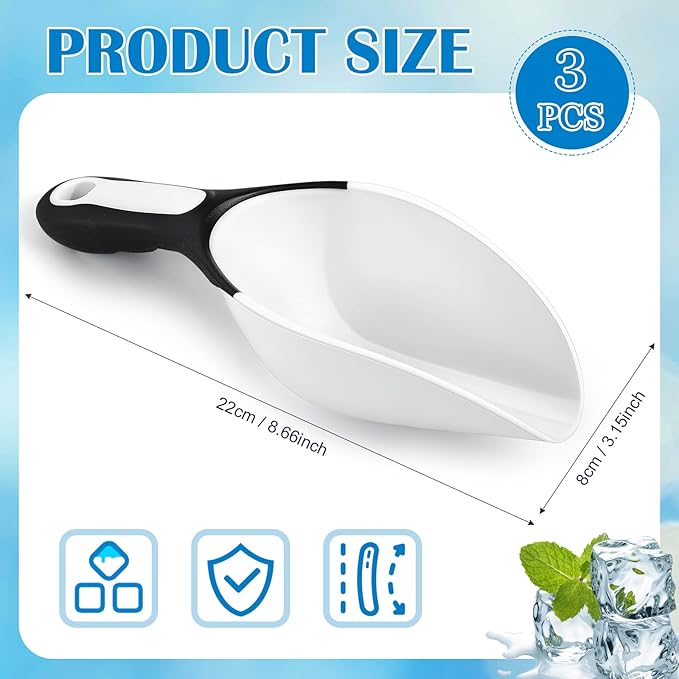 LemonRoad 4 Pcs Dry Goods Scooper Plastic Ice Scoop for Flour Coffee 1 Cup Measuring Scoop for Pet Dog Cat Kitchen Food Pantry Ingredients