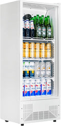 6.5 Cu.Ft Commercial Beverage Refrigerator Glass Door Upright Drink Cooler Display Fridge with Adjustable Shelves and LED Light for Restaurant Bar Store Office White
