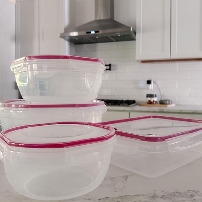 Sterilite Ultra-Seal 16 Cup Rectangle, Airtight Food Storage Container, Latching Lid, Microwave and Dishwasher Safe, Clear With Blue Gasket, 12-Pack