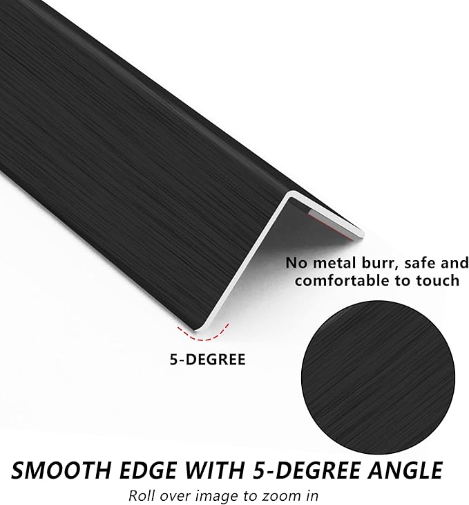 10pcs 48"L*0.98"W Aluminum Self-Adhesive Wall Corner Protectors, Wall Furniture Bumper, Safety Baby Proofing Corner Cushion Table Edge，Wide Coverage and Easy to Install - Black