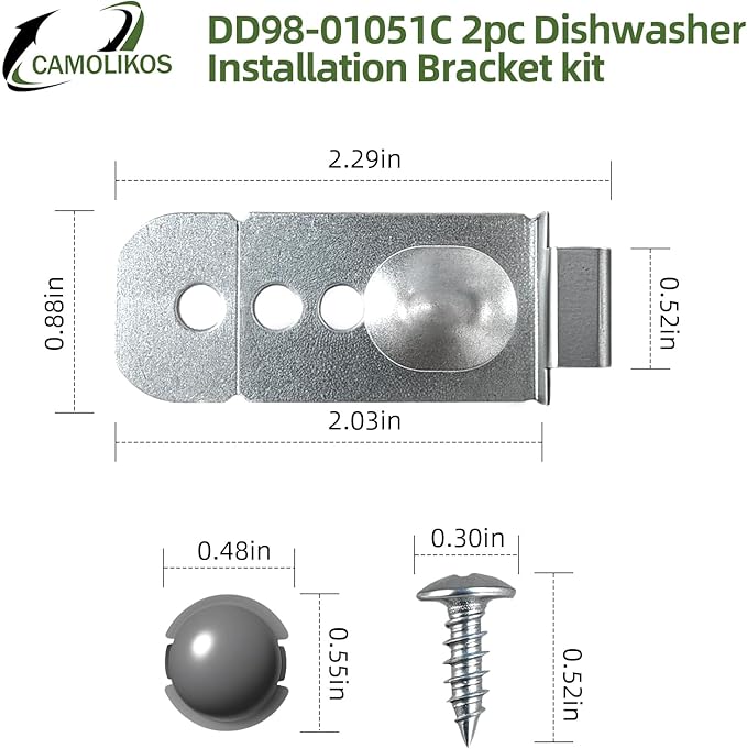2pc DD98-01051C Dishwasher Installation Bracket kit Compatible with Samsung