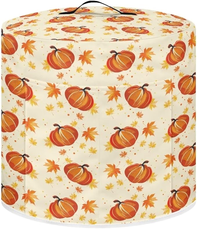Pumpkins Maple Leaf Print 3 Quart Pressure Cooker Dust Cover with Storage Pocket and Top Handle Kitchen Appliance Air Fryer Rice Cooker Dust Cover Thanksgiving Day Decor