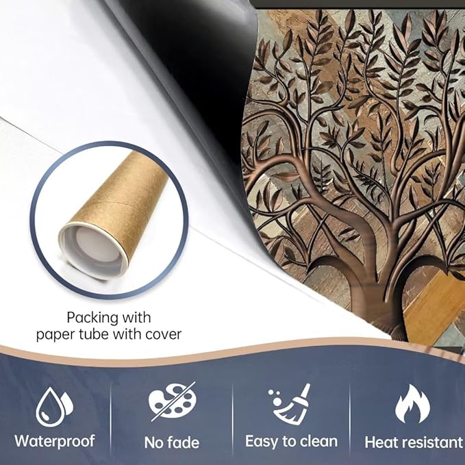 Stainless Steel Tree of Life Dishwasher Cover for Front, Wooden Door Refrigerator Cover Skin Decor, Birds Dishwasher Panel Decal, Ordinary 23" x 17"