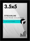 Americanflat 3.5x5 Picture Frame with Polished Plexiglass - Streamline Collection - Thin Border Picture Frame for Wall Display - Hanging Hardware Included - Black
