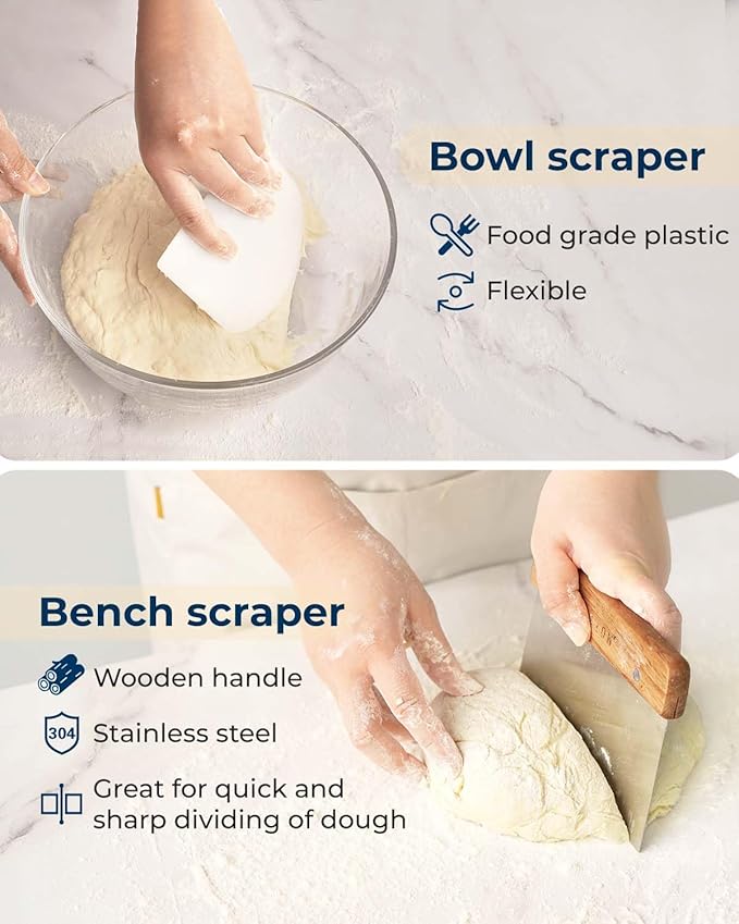 Silicone Proofing Baskets with Sourdough Starter Jar Kit, 9" Round & 10" Oval Foldable Banneton Baskets, Sourdough Bread Baking Supplies
