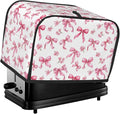 2 Slice Toaster Cover for Kitchen Pink Flower Bow Pattern Waterproof and Dustproof Toaster Dust Cover with Side Pockets Decorative Universal Cover for Wide Slot Toasters and Small Appliances