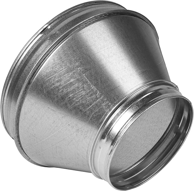 12"" to 5"" Inch Round Duct Reducer - Galvanized Steel Pipe Increaser - Coupling for Round Duct Ventilation Systems - Heating & Cooling, HVAC, Gray