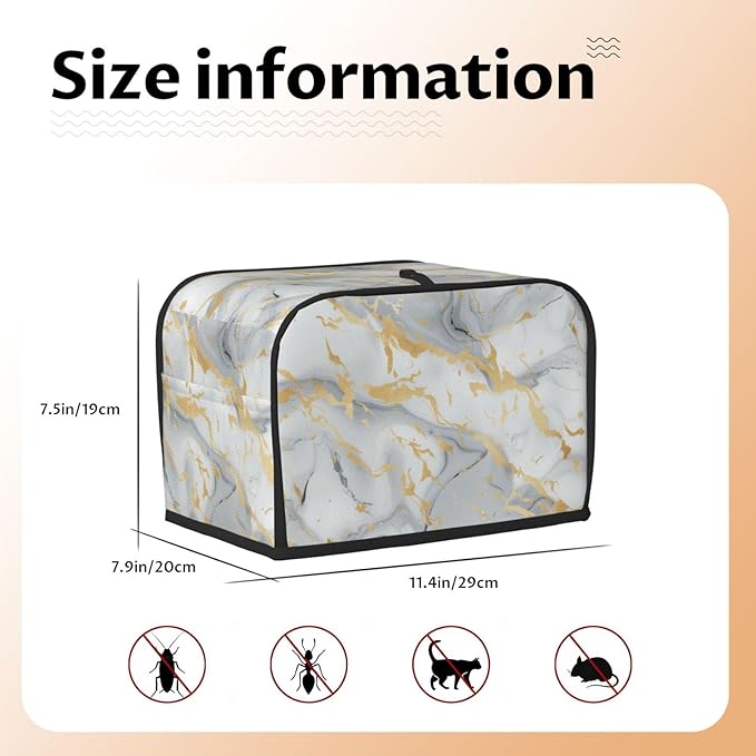 Toaster Cover 2 Slice with Pockets, Geometric Marble Texture Print Kitchen Accessories Decor Bread Maker Oven Protector Covers Dust Proof Fingerprint Covers