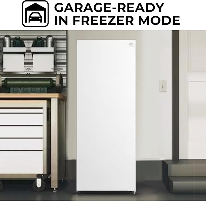Kenmore Upright freezer - Convertible Refrigerator/Freezer, 5 Shelves, Garage Ready, Meat Storage, Auto Defrost, Congelador For Home, Apartment, Basement, Dorm, 7.0 Cubic Feet Capacity, White