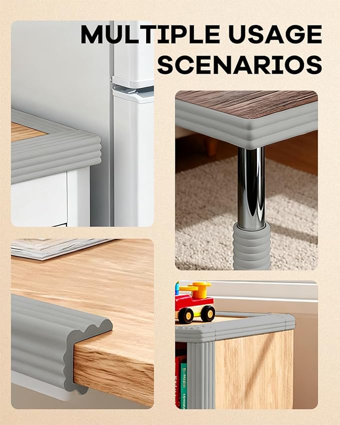 Edge and Corner Guards with Strong Adhesive Extra Thick Baby Proofing Furniture Protector for Table Desk Bed Cabinets Child Safety for Home and Nursery (Grey, 6.56 Feet)